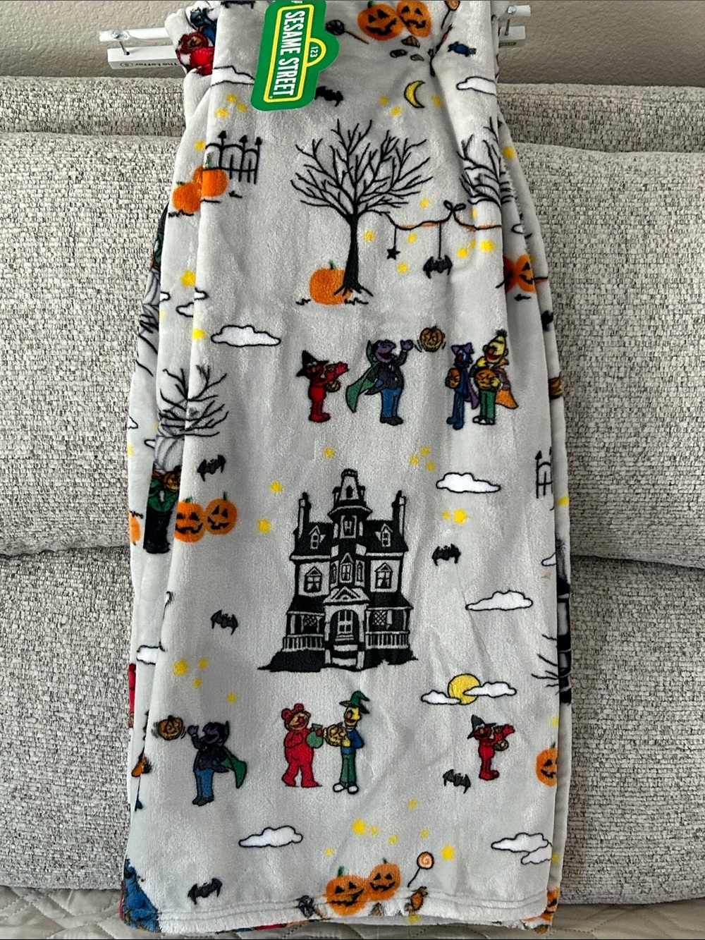 New Sesame Street Grey Halloween blanket